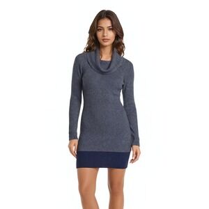 Toad&Co Women Size XS Blue Colorblock Merino Wool Cowl Neck Sweater Dress